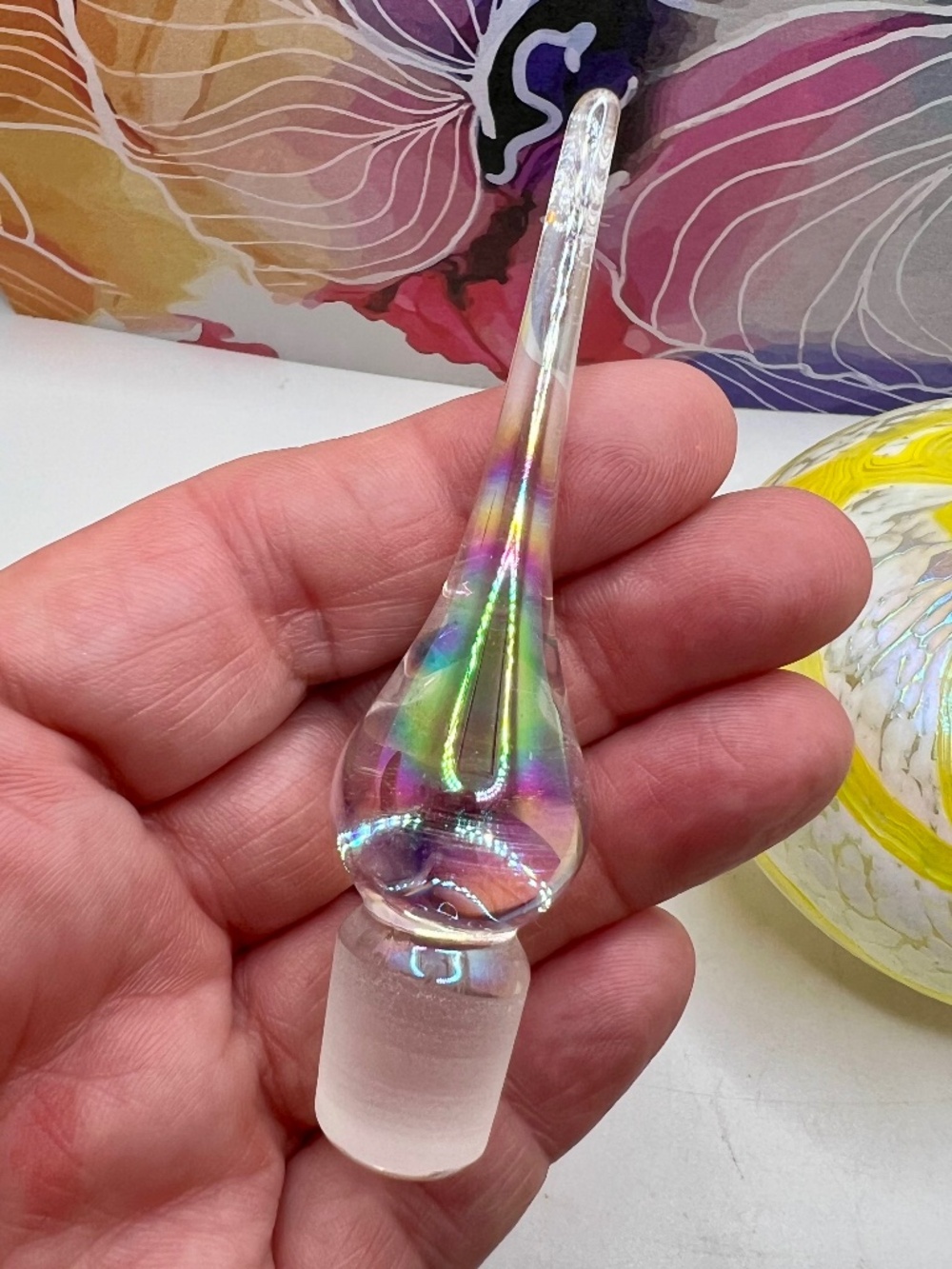 Painted Art Glass Crystal Perfume Bottle - Picture 4 of 6
